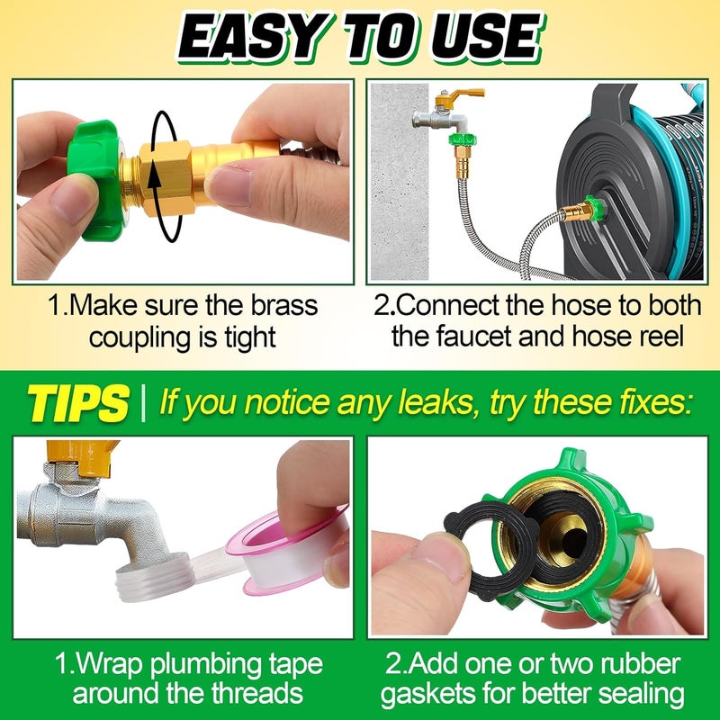 Beeplove Short 2ft Garden Hose with 3/4'' Female to Female Connector - Metal Leakproof Leader Hose for Reel, Heavy Duty 304 Stainless Steel Flexible Water Pipe for Outdoor Garden Watering Car Pet Cleaning - Image 3